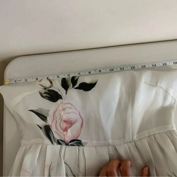 Floral Rose Print 100% Silk Cotton Lining Balloon Skirt Midi Dress Size Small - Picture 11 of 13